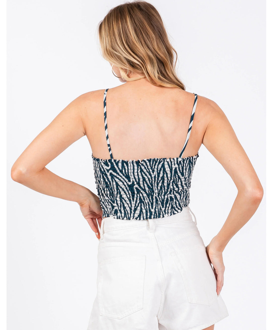 Ruched Front Cami Crop Top (teal)
