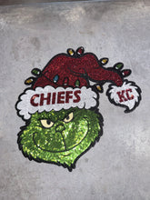 Load image into Gallery viewer, Sequin Grinch Chiefs Kids Size Patch
