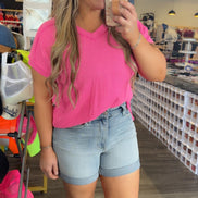 JUDY BLUE High Waisted Slim Short w/ Cell Phone Back Pkt