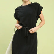 Scalloped Hem Linen Dress