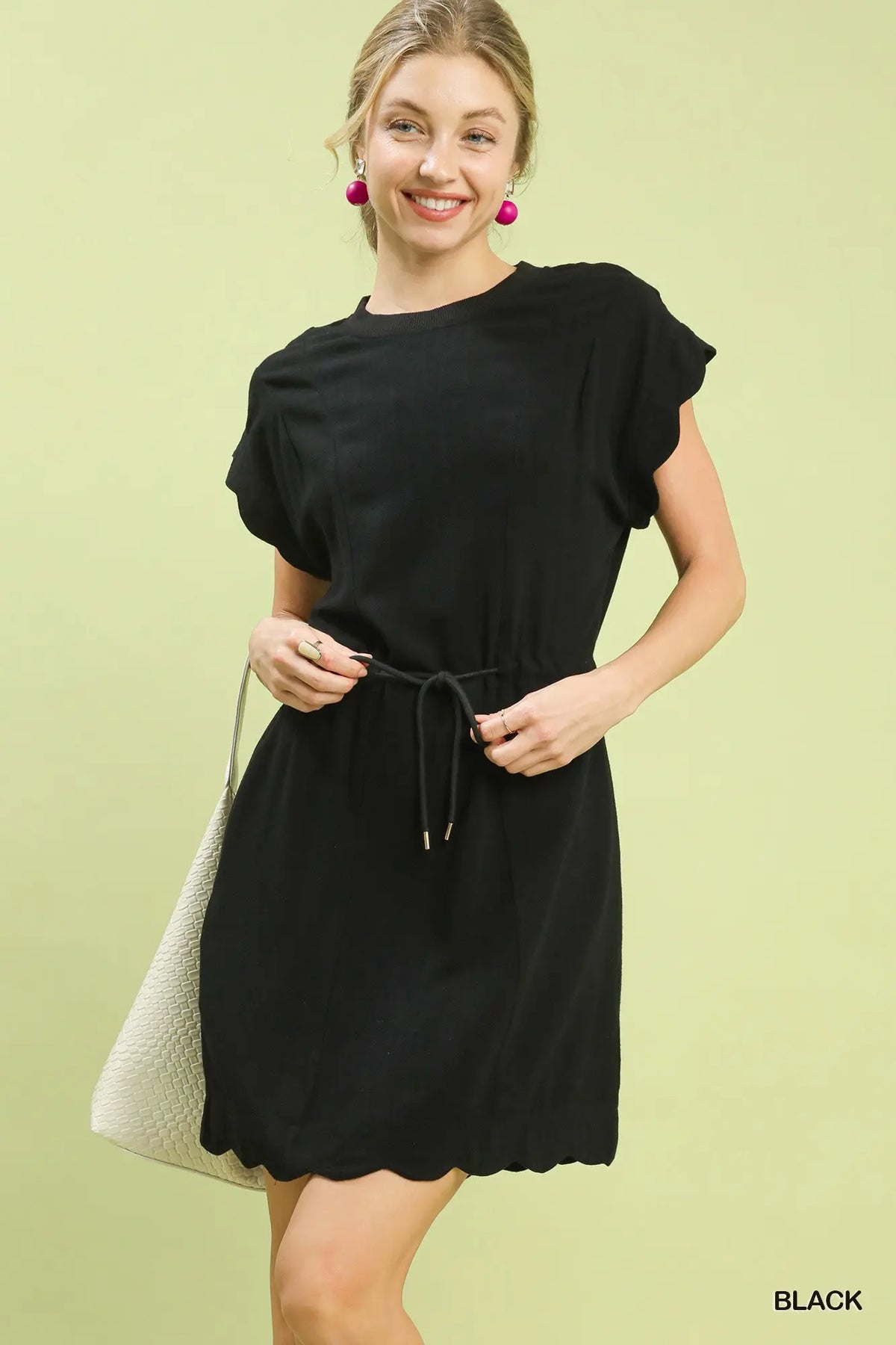 Scalloped Hem Linen Dress