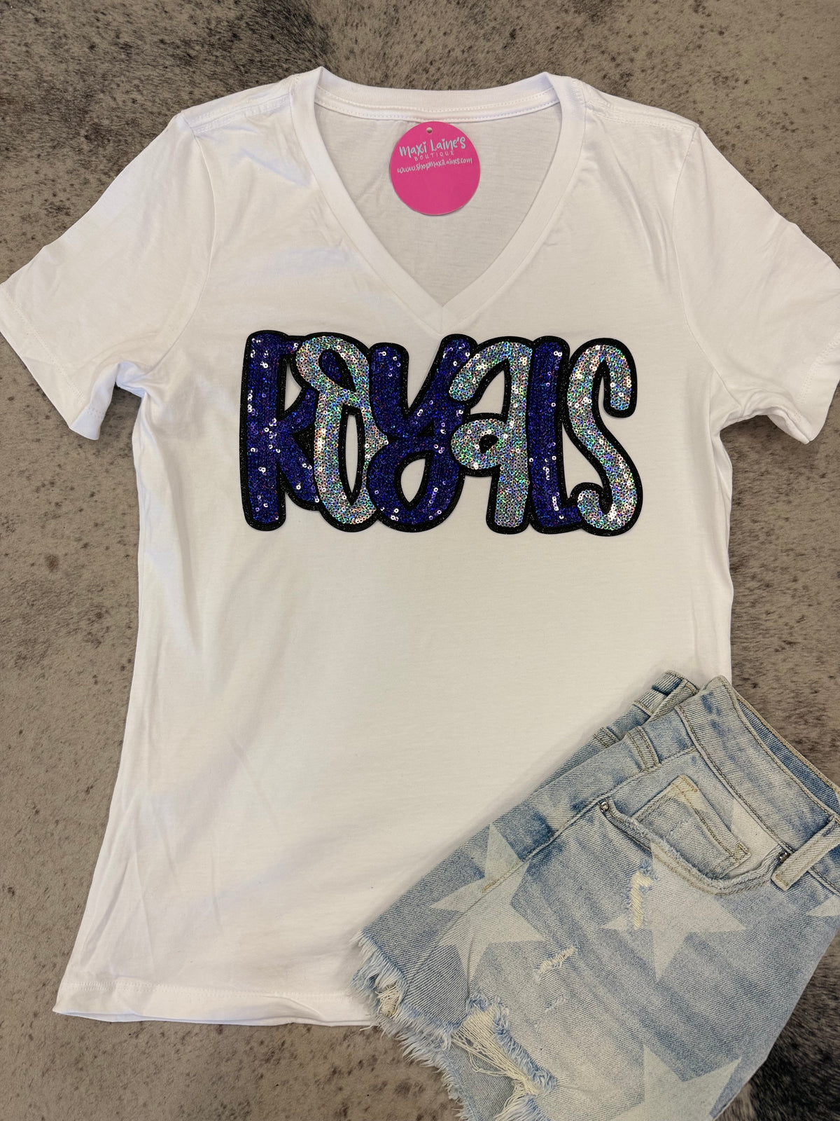 Royals V-Neck Tee w/Sequin Patch