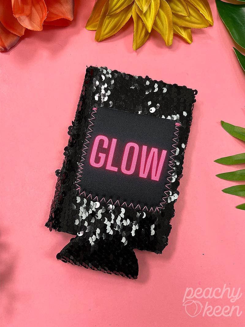 GLOW Black Sequin Can Cooler