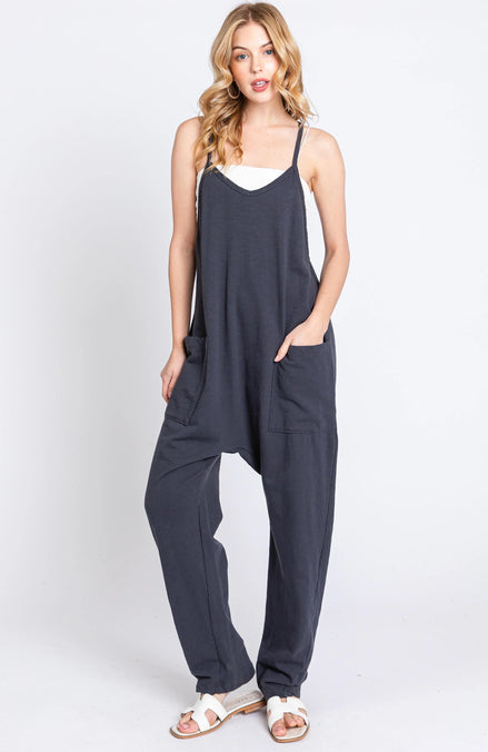 Terry Cloth jumpsuit with front patch pockets