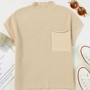 Ribbed Short Sleeve Knit Sweater