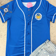 Smiley Royals Baseball Jersey w/Chenille Leopard KC