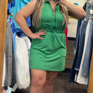Luxeknit Mini Dress w/Drawstring Tie (Kelly Green)