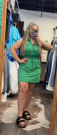 Luxeknit Mini Dress w/Drawstring Tie (Kelly Green)