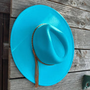 Wide Brim Felt Hat w/Braided Rope Band