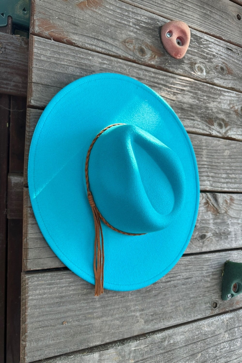 Wide Brim Felt Hat w/Braided Rope Band