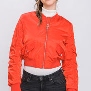 Bomber Jacket with Zipper Detail