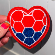 Soccer Heart Chenille Patch (3 inch)