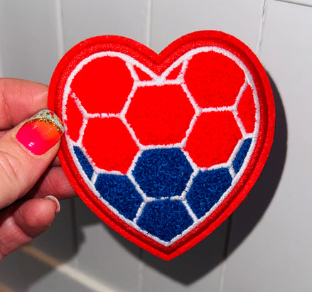 Soccer Heart Chenille Patch (3 inch)