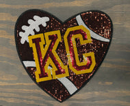 Chiefs Heart Football Sequin X-Large Patch