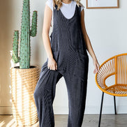 Ribbed Jumpsuit with Large Front Pockets