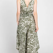 Sleeveless Jumpsuit w/Waist Smocking (green)