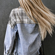 Plaid Patchwork Denim Jacket