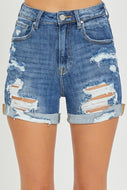 RISEN High Rise Distressed Shorts