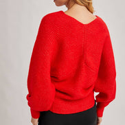 CROSSOVER RIBBED PULLOVER