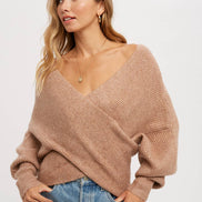 CROSSOVER RIBBED PULLOVER