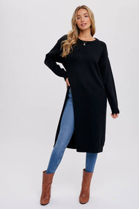 HIGH SLIT LONGLINE PULLOVER