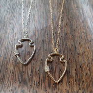 Large Bling Arrowhead Necklace Silver OR Gold