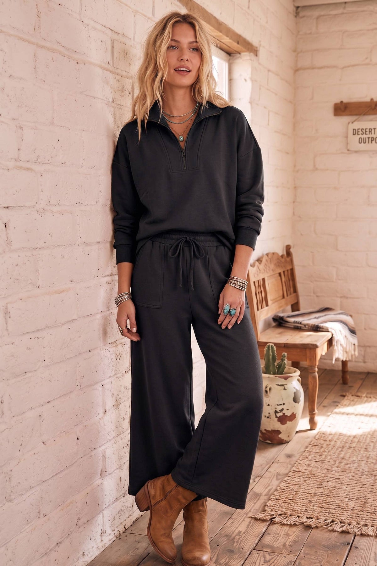 Scuba Wide Leg Pants (Half Zip Pullover Top Sold Separately)