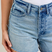 JUDY BLUE High Waisted Rigid Magic Cut Off Short Raw Side Seams