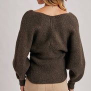 CROSSOVER RIBBED PULLOVER