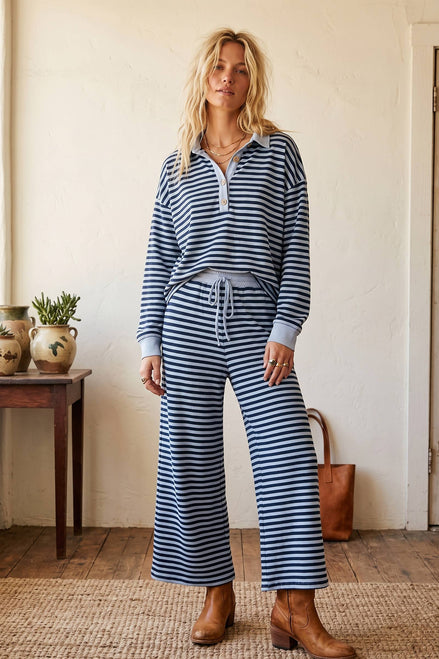 Soft Touch Lightweight Stripe Top ONLY (Wide Leg Pants Sold Separately)