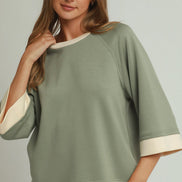 ColorBlock Crewneck Raglan Sleeve Top (Bottoms Sold Separately)