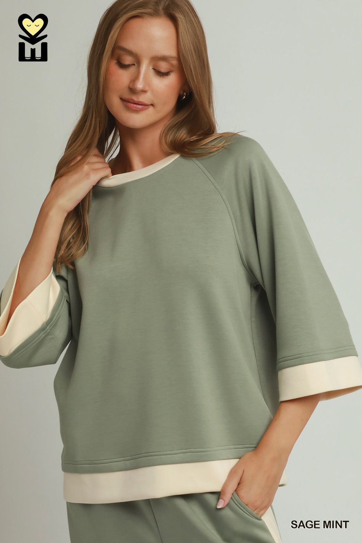 ColorBlock Crewneck Raglan Sleeve Top (Bottoms Sold Separately)
