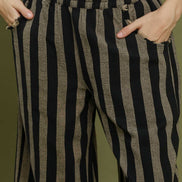 Linen Striped Wide Leg Pull-On Pants