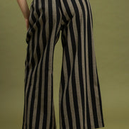 Linen Striped Wide Leg Pull-On Pants