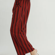 Linen Striped Wide Leg Pull-On Pants