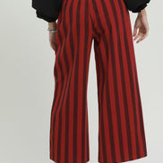 Linen Striped Wide Leg Pull-On Pants