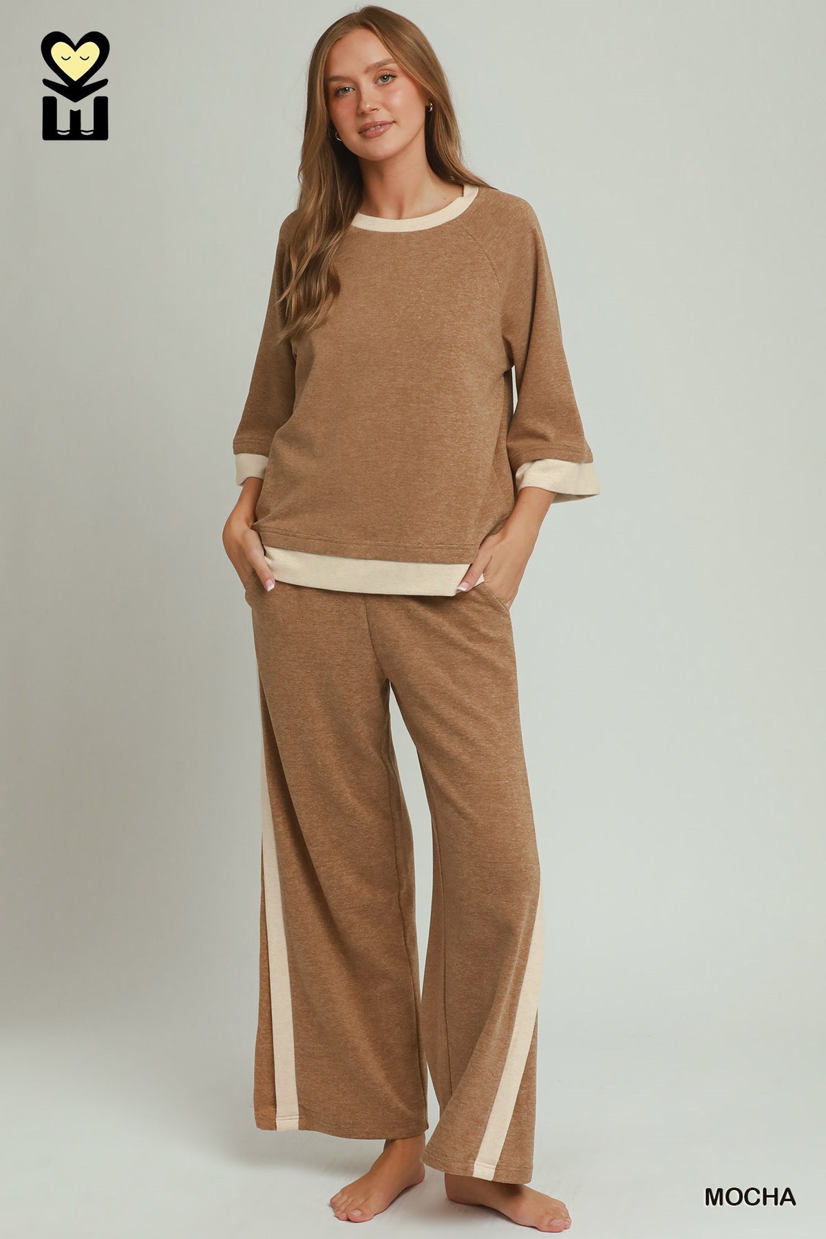 Dream Plush Contrast Raglan Sleeve (Bottoms Sold Separately)