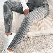 Wide Waistband Ribbed Knit Leggings