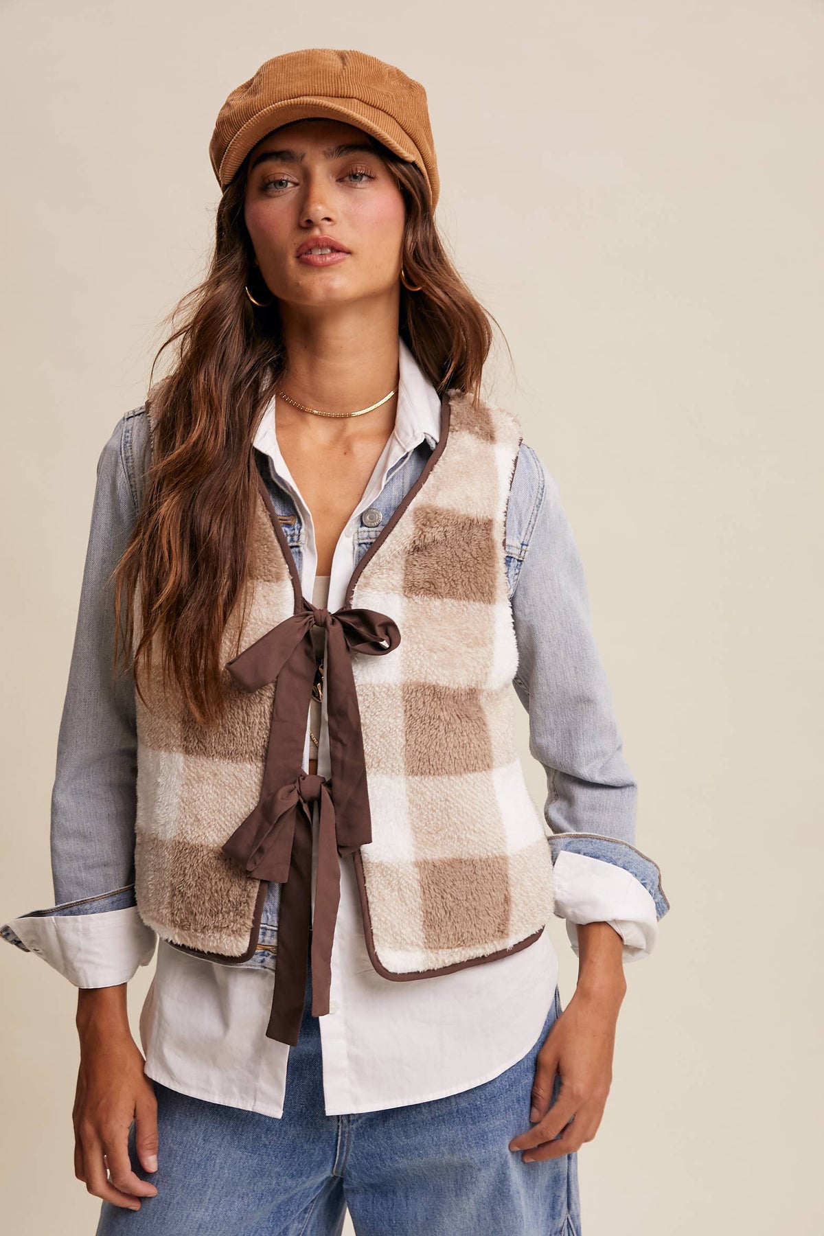 Reversible Tie-Front Fuzzy Vest