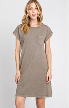 Load image into Gallery viewer, Rolled Sleeve Dress w/Front Pocket
