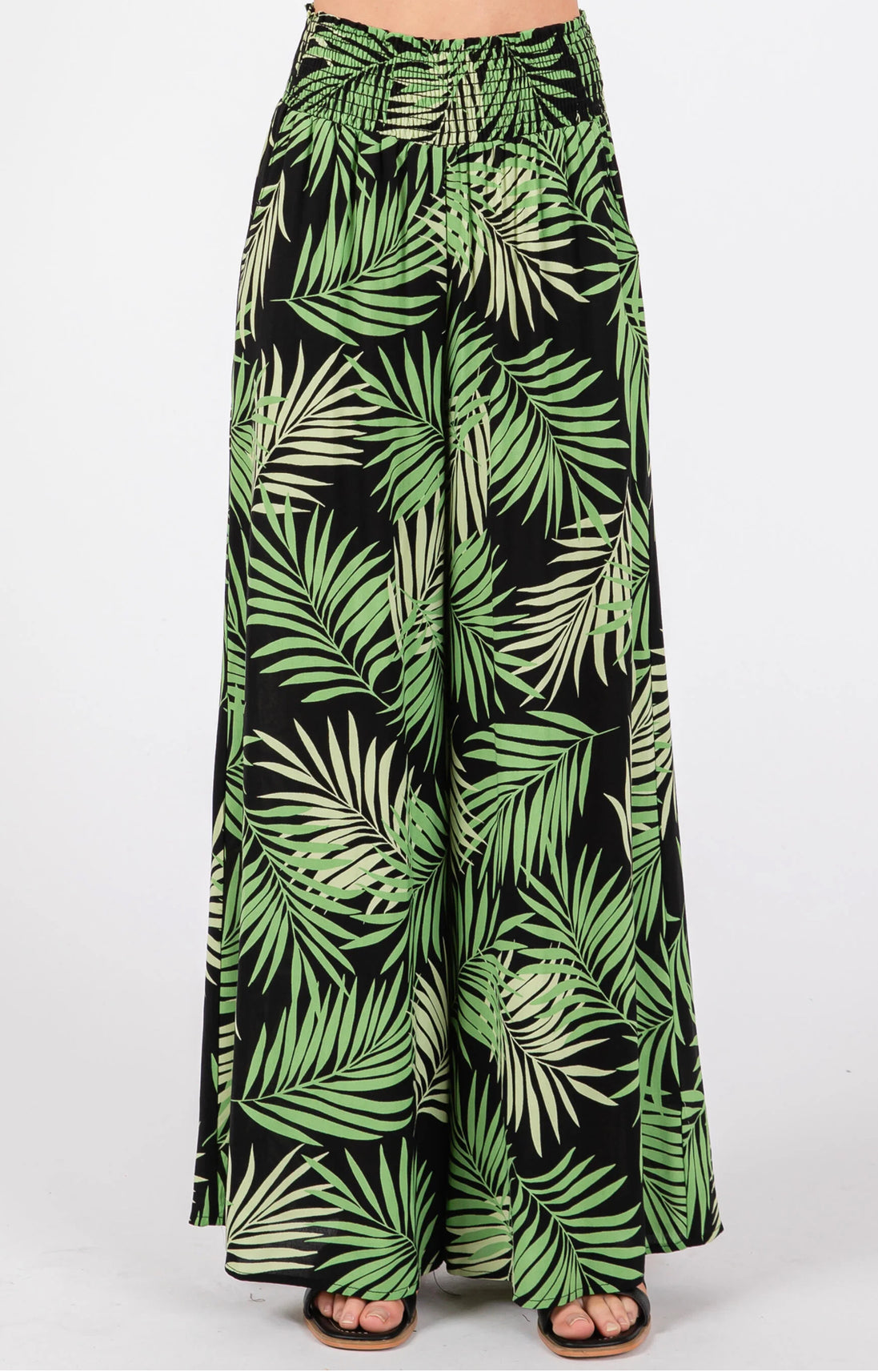 Smocked Waist Wide Leg Pants