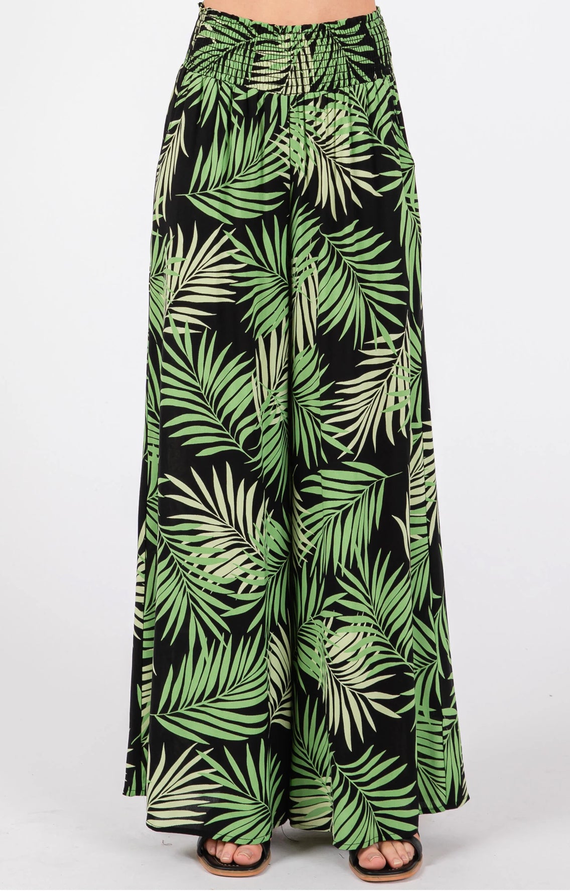 Smocked Waist Wide Leg Pants
