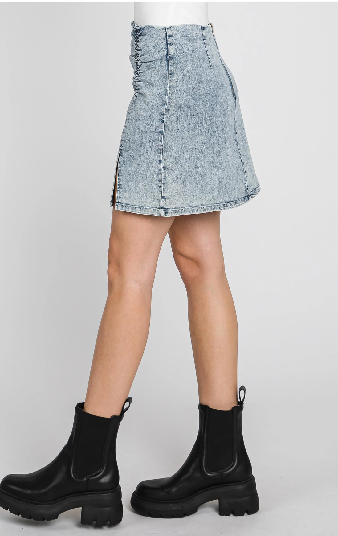 Denim Skirt with Side Slit