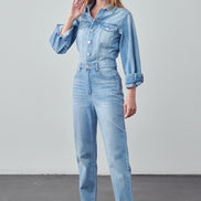Long Sleeve Denim Jumpsuit