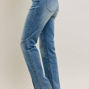 JUDY BLUE High Waisted Vintage Wash Front Seam & Slit Straight