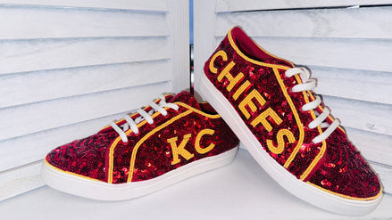 KC Red Sequin Game Day Sneakers | PREORDER