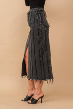 Load image into Gallery viewer, Distressed Seam Slit at Front Maxi Denim Skirt
