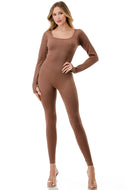Square Neck Long Sleeve Jumpsuit