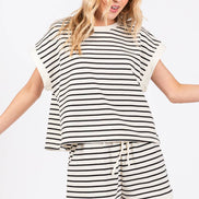 STRIPED TERRY TOP ONLY (Shorts Sold Separately)