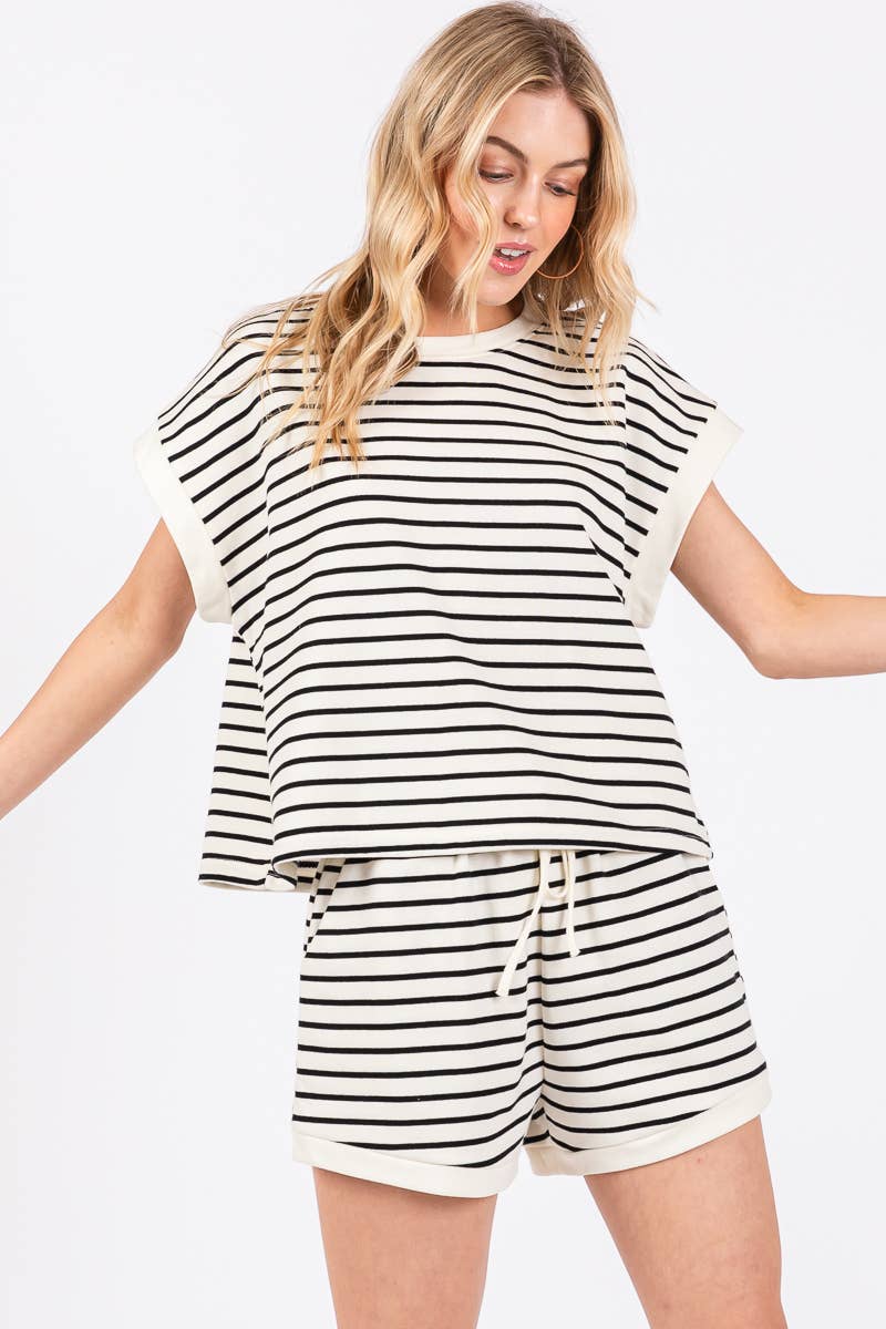 STRIPED TERRY TOP ONLY (Shorts Sold Separately)